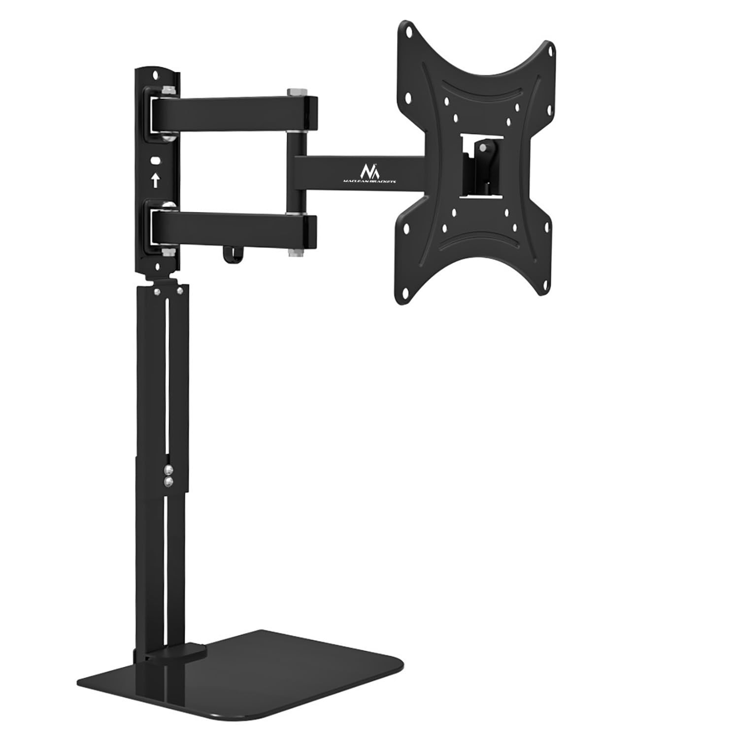 Maclean MC-771A TV Mount with DVD Shelf, Monitor or TV Holder with Shelf, vesa 200x200, 23"-43", 25kg, Black