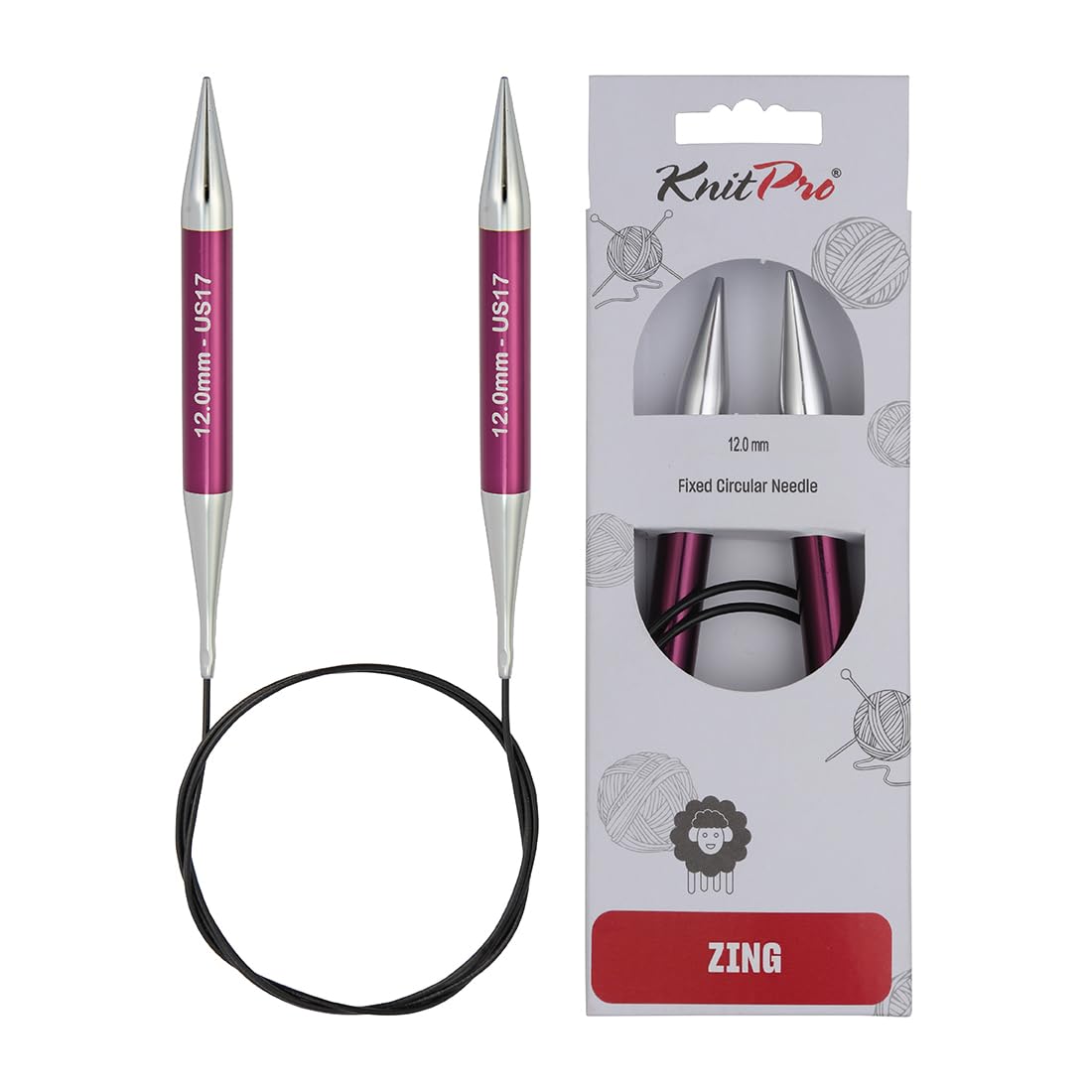 KnitPro Zing Fixed Circular Needles 47" (120cm) | Size 12.00mm