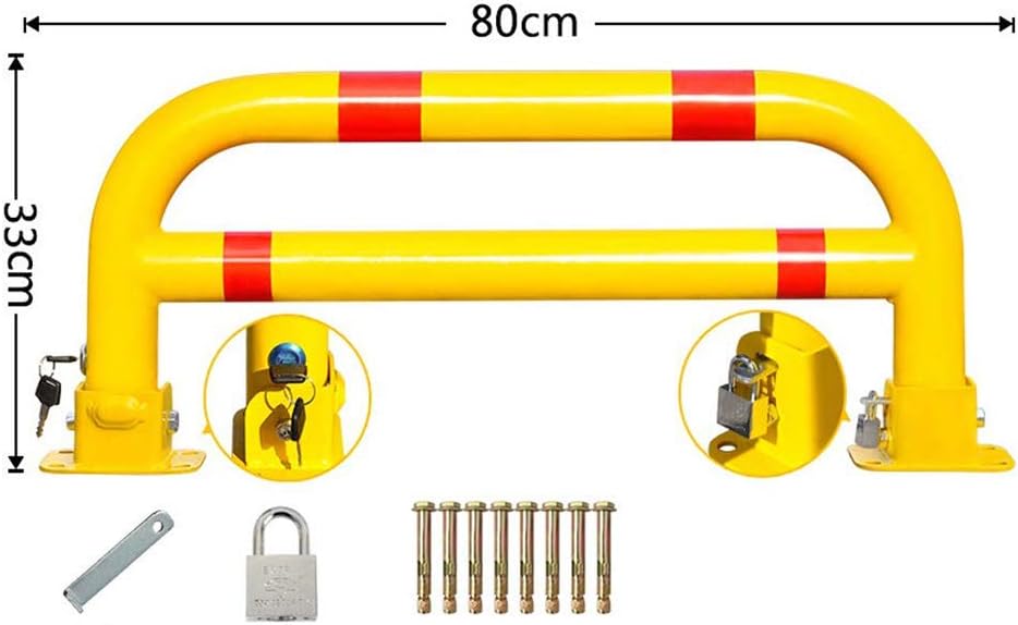 ZLLZM Parking Barrier,Foldable Lockable Anti-Pressure Parking Post Folding,Manual Parking Space Lock with 8 Screw,2 Key,80 × 33Cm