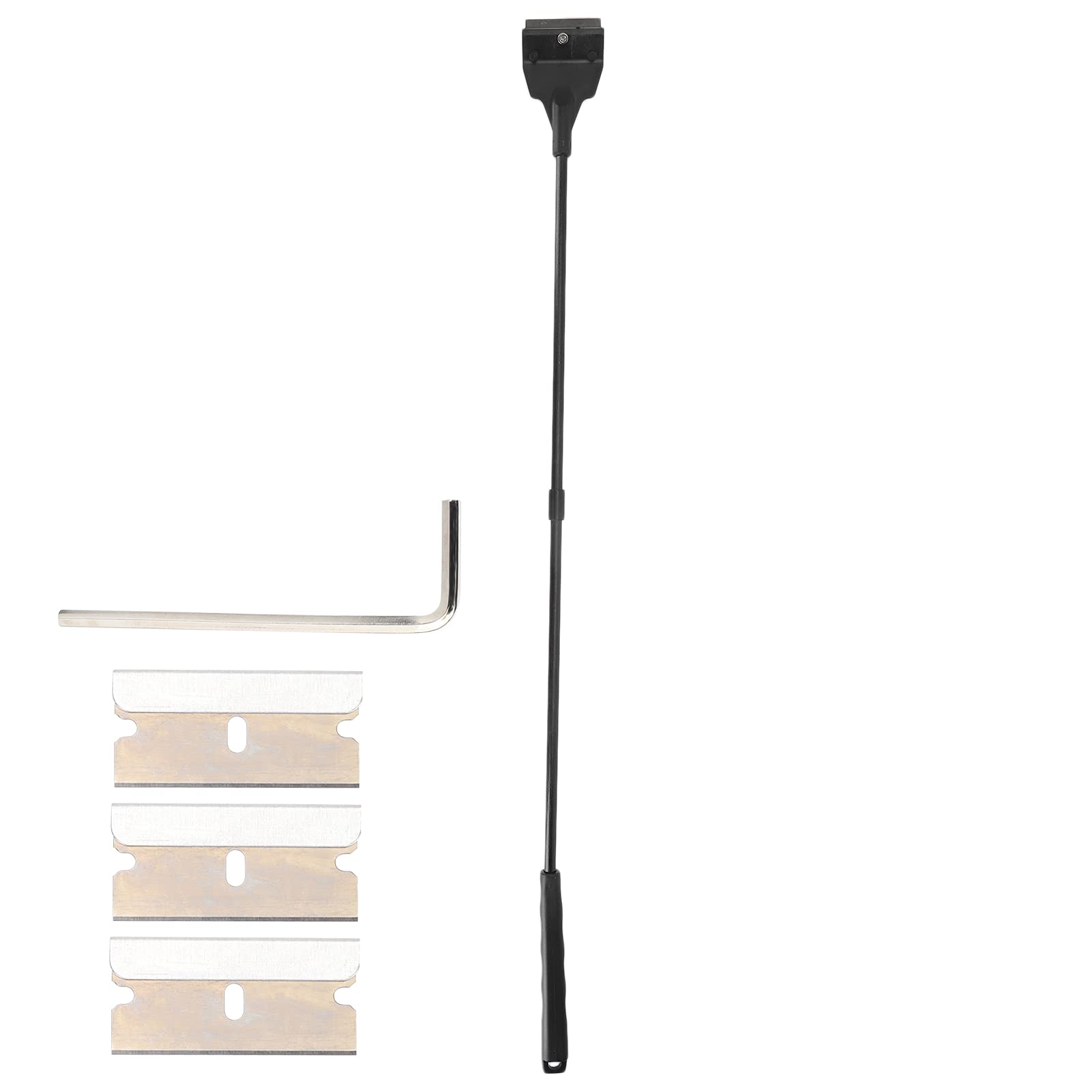 Pssopp Algae Scraper, Small Fish Tank Glass Scraper Long Handle Aquarium Algae Cleaner with Replaceable Blades for Glass Aquarium Fish Tank(plus)