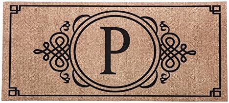 Sassafras Decorative Insert Mat, 10x22 Inches, Burlap Monogram P by Evergreen