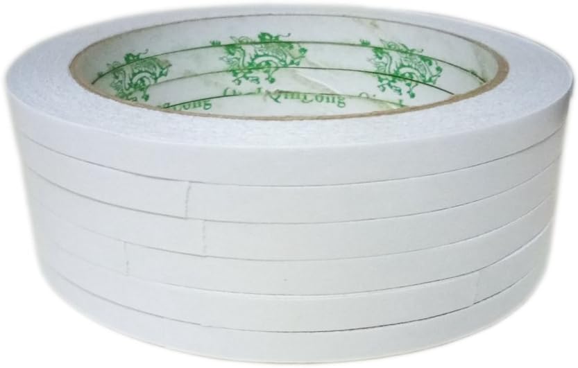 6 Rolls 1/4 inch x 20 Yards Double-Sided Adhesive Tape, QingLong Permanent Double-Sided Adhesive Sticker Tape for Photos/Documents and Many Other Craft Projects (6MM x 18M)