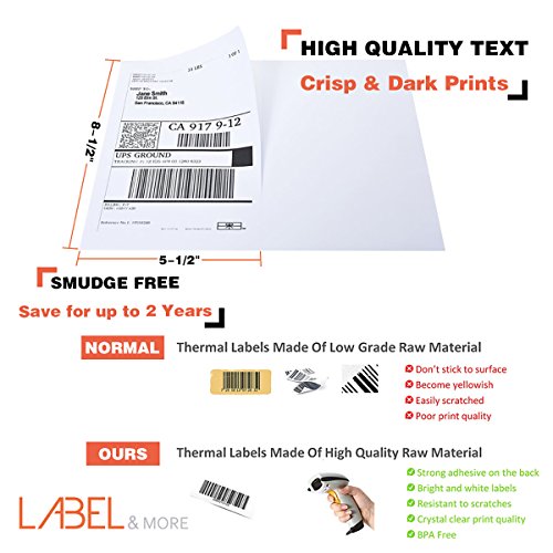 Half Sheet Self Adhesive Shipping Labels 5-1/2"x8-1/2" inches UPS USPS FEDEX Internet Postage Address Labels for Laser and Inkjet Printers [100 Sheets 200 Labels]