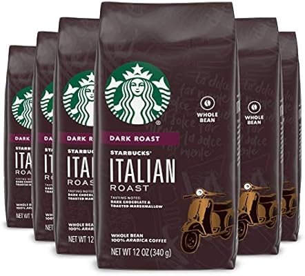Amazon Com Starbucks Dark Roast Whole Bean Coffee Italian Roast 100 Arabica 6 Bags 12 Oz Each Grocery Gourmet Food