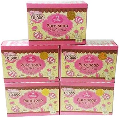 Jellys Pure Soap Whitening Vitamin E Gluta White Aura Reduce Dark Spot Anti Aging ( 5 X 100gm )