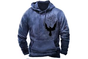 ZOCAVIA American Flag Hoodies for Men USA Graphic Hooded Sweatshirts Drawstring Western Ethnic Boys Pullover Tops