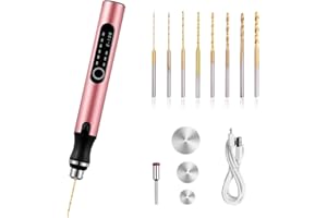 3-Speed Cordless Mini Drill Pen with 8 Small Bits, Rechargeable Electric Hand Pin Vise, Resin Set for Jewelry Making, Plastic