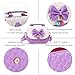 Hipiwe Little Girls Crossbody Purses for Kids - PU Leather Cute Crossbody Shoulder Bags Bowknot Children Handbag for Baby Girls (Purple+White)