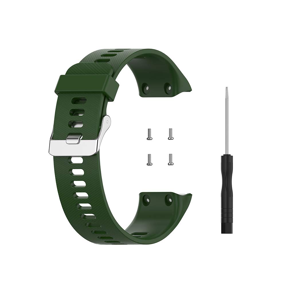 Watch Strap Compatible for Garmin Forerunner35 / Forerunner35J / Forerunner 35 / Forerunner 30 Silicone Replacement Watchband with 4 Replacement Screw