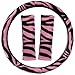 OxGord 17pc Set Zebra Animal Print Auto Seat Covers Set - Front Low Back Buckets - Rear Split Bench - Pink & Black
