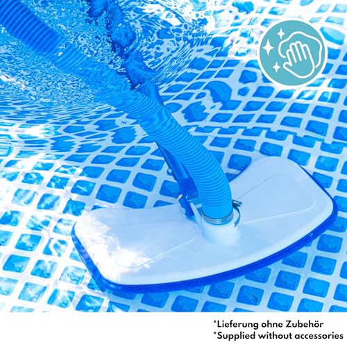 Amapool Basics Pool Floor Suction Cleaner with Eight Lower Bristles, Extra-Heavy Design, Pool Brush with Clip-On Connection for Pool Hose, Diameter 32/38 mm