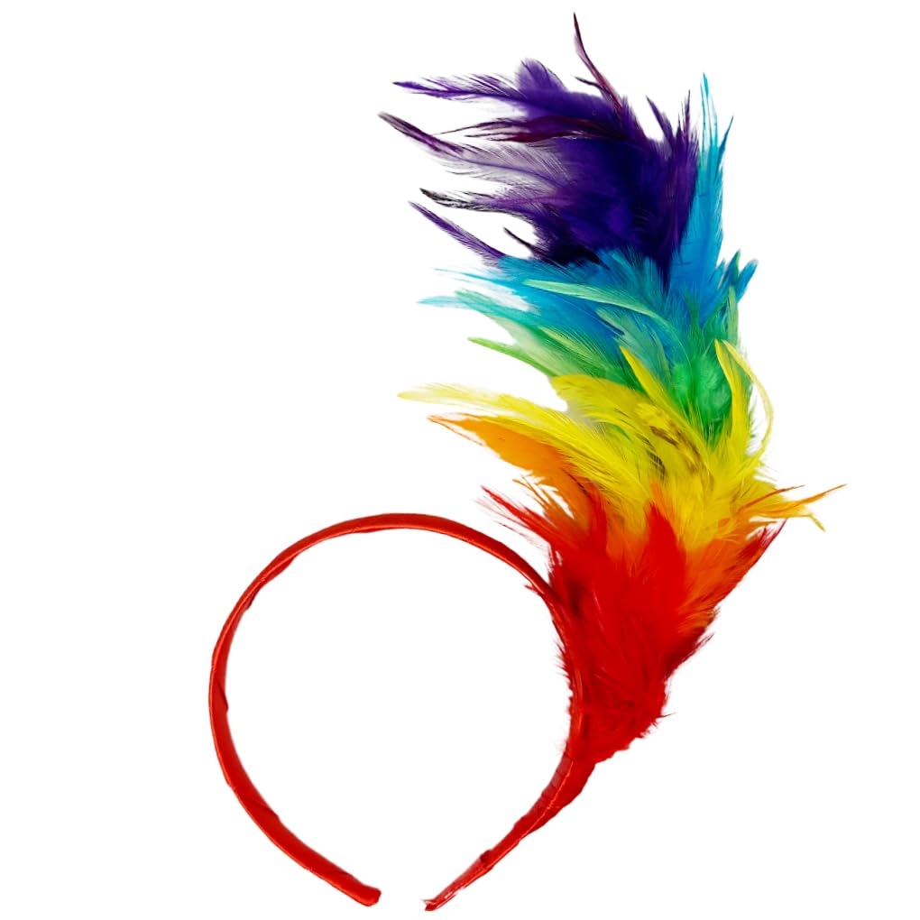 Balinco Rainbow Feather Headband, Colourful Headpiece, Ideal for Costumes and Festive Occasions, Parrot Theme, Carnival, Fancy Dress