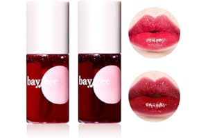 LINGYUN 2 Colors Lip Tint Stain Set, Plumping Lip Gloss Moisturizing Tinted for Cheek & Lip, Long lasting, Glossy Mini Liquid Lipstick Korean Lip Tint Stain
