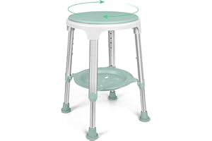 LEACHOI Shower Chair for Inside Shower, FSA/HSA Eligible Swivel Shower Stool 350lbs, Adjustable Tub Chair and Bathroom Stool with Storage Tray for Seniors, Elderly, Bath Handicap & Disabled