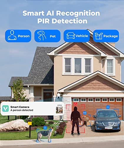 Outdoor Security Camera, 2K Wireless Outdoor Camera w/ 360° PTZ, Color Night Vision, AI & PIR Motion Detection, Battery Powered Smart Security Camera, Baby/Pet Monitor with 2-Way Audio, IP65, Cloud/SD