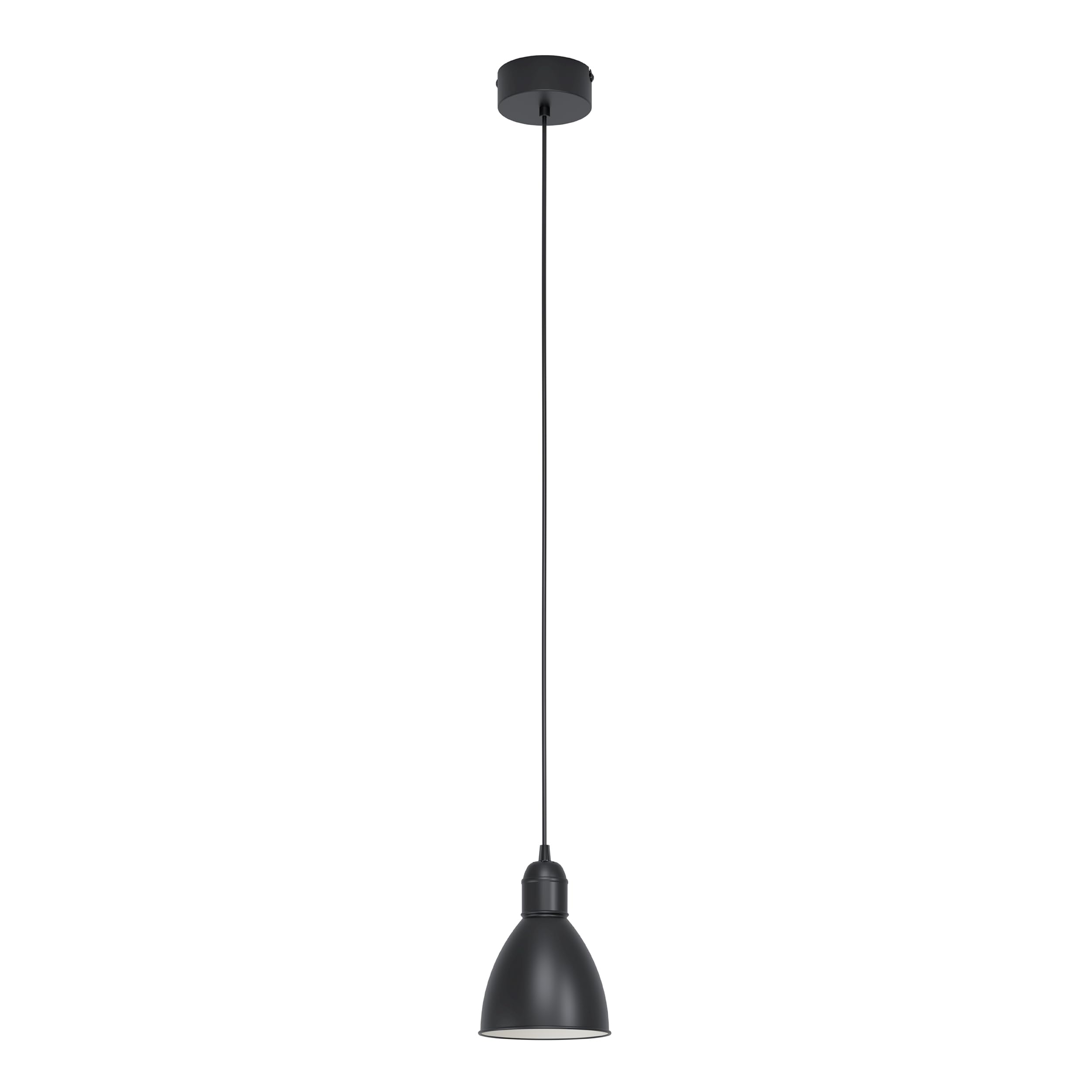 Eglo Priddy Vintage/Industrial Pendant Light, Retro Black and White Steel Hanging lamp, E27 Socket