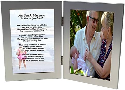 Irish Blessing Baptism Christening Gift for Boys or Girls, Sweet Sentimental Poem, 4x6 Silver Double Picture Frame From Grandparents - Just Add A Photo by Words Matter Gifts