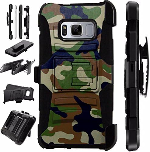 For Samsung Galaxy S8 Plus Case / Galaxy S8 Edge Case / Galaxy S8 Edge Case Armor Hybrid Case Silicone Cover Kick Stand LuxGuard Holster (Green Brown Camo)