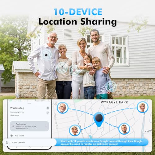 Air Tracker Tags for Android with Case- Bluetooth Tracker Item Finder for Key, Wallet, Luggage - Works with Google Find Hub, IP66 Waterproof, Smart Tag for Android & Samsung Phones (4 Black)