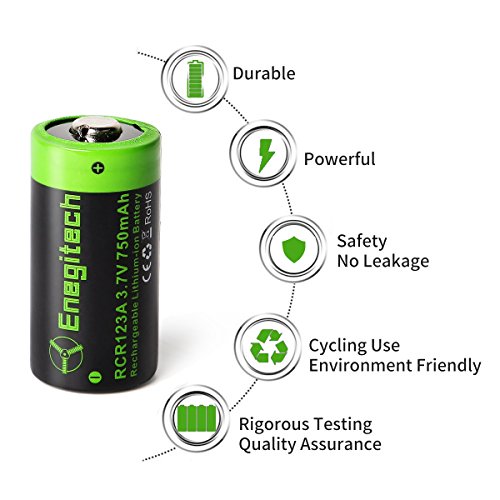Arlo Batteries Rechargeable, Enegitech CR123A Lithium Batteries 3.7V