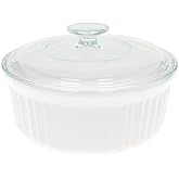 Corningware FS5 1.5qt/1.4L Round French White Casserole Dish & G-5C French White 1.5qt Fluted Glass Lid