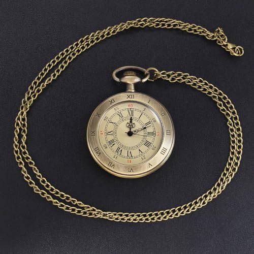 Fogitbok Vintage Pocket Watches for Men with Chains, Analog Pocketwatch for Women Roman No. Gifts for Dad/Grandpa Gifts for Him for Birthday