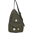 PRAGARI Sling Bag for Women Crossbody Backpack Shoulder Chest Bag Daypack Small Green Travel Canvas Casual Hiking Outdoor