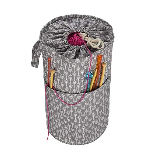 Leiyini Knitting Bag, Premium Yarn Storage Bag Portable Crochet Tote Bag Yarn Organizer Knitting Crocheting Accessories Holder Organizer - Thumbnail 2