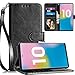 Youcover Samsung Galaxy Note 10 case Wallet,Kickstand Wrist Strap Anti-Scratch Shockproof Card Holder PU Leather Stylish Protective Phone Case-Black