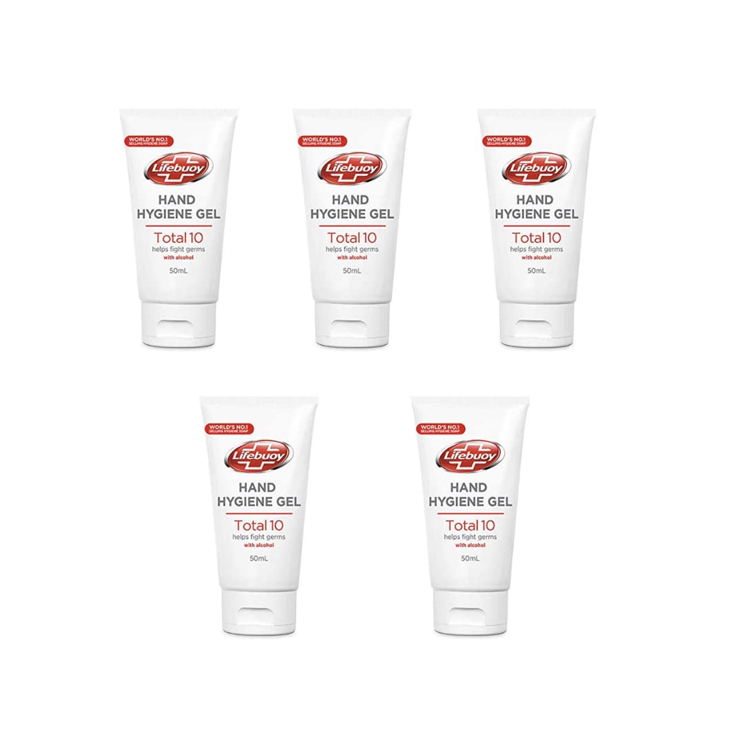 5 x Lifebuoy Hand Hygiene Sanitiser Gel - 70% v/v Alcohol - 50ml