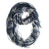 Elephant Print Infinity Scarf (Blue & White)