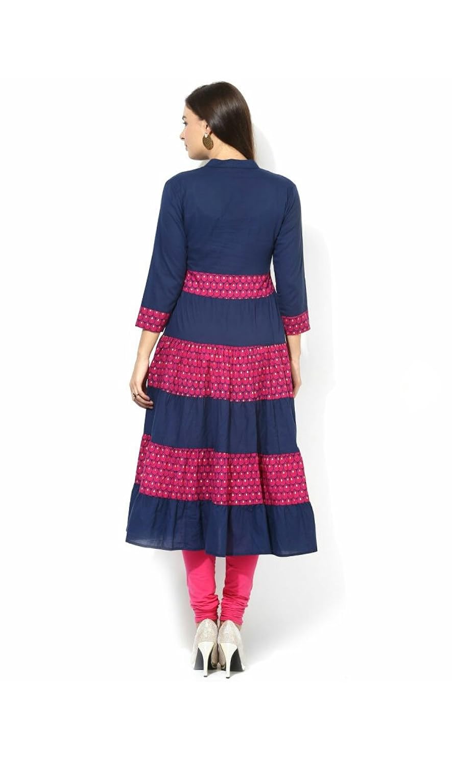 anjushree choice women's blue cotton anarkali kurti