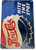 Tinworld Tin Sign Pepsi Cola Hits Spot Retro Rustic Soda Metal Sign Decor Kitchen Cottage Cave B053