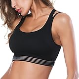 miaoling sports bra workout cross back high impact padded running yoga bra medium black