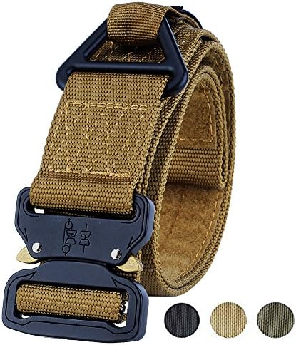 Faylife Tactical Belt Heavy Duty Waist Belt Adjustable Military Style Nylon Belts with Metal Buckle Molle System(Brown)