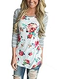 Dearlovers Long Sleeve Tshirt 3 4 Sleeve Floral Blouse Tops For Women XX-Large Size Moti-3