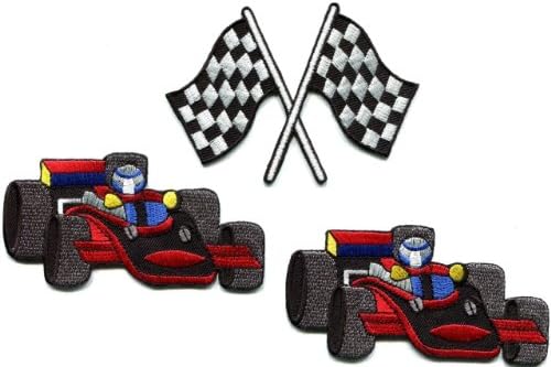 Lot of 3 Sports Car Racing Checkered Flag Formula 1 Appliques Iron-on Patches L2 Handmade Fast Shipping with Special Gift