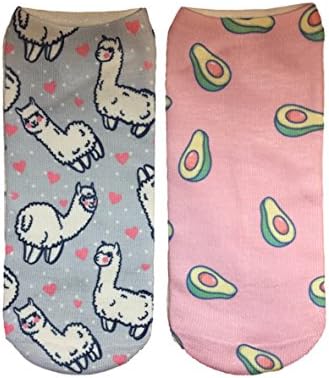 HARAJUKU Style Printed Ankle Socks Llama Avocado KAWAII
