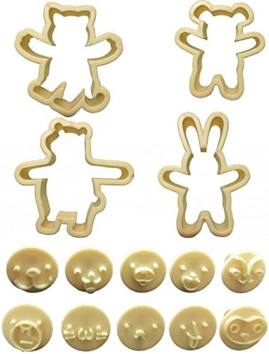 4 Animal Cookie Cutters and 10 Various Emotion Expression Stampers for DIY Fondant Cake Chocolate Biscuit Play Doh Arts