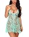 Women's Sexy Lingerie Floral Babydoll Strappy Open Front Chemise Sexy Sleepwear with G-string Set