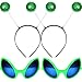 2 Pairs Alien Headband and Glasses Set Funny Alien Costume Party Favors Green Alien Sunglasses and 2 Pieces Martian Antenna Headband Boppers for Adults and Kids Halloween Party Favors