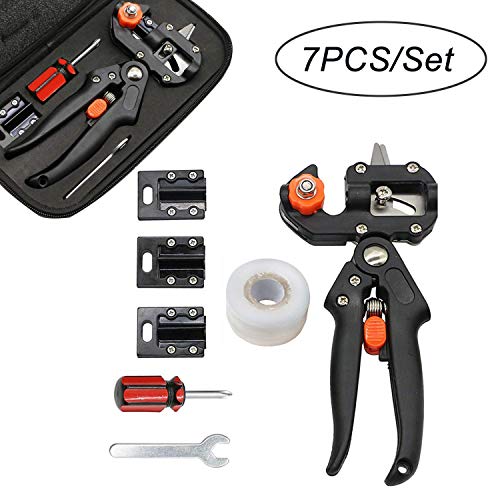Golden^Li Garden Grafting Pruning Pruner Tool Kit Set, Grafting Tool Kit Garden Fruit Tree Plant Pruning Scissors Shears with Pruner Cutting Blades Ω-Cut V-Cut U-Cut and Grafting Tape (Set 2)