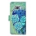 Galaxy S8 Wallet Case, Galaxy S8 Case,MagicSky Floral Premium PU Leather Flip Folio Case Cover with Wrist Strap, Card Holder, Cash Pocket,Kickstand for Samsung Galaxy S8 - Green Peacock