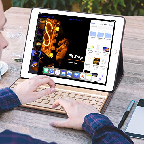 iPad 7 Keyboard Case 10.2 inch 2019 - iPad Pro 10.5 - iPad Air 3, Support Pencil Holder - Magnetically Detachable Wireless Backlit Keyboard - Folio Cover for New iPad 7th Gen, Black