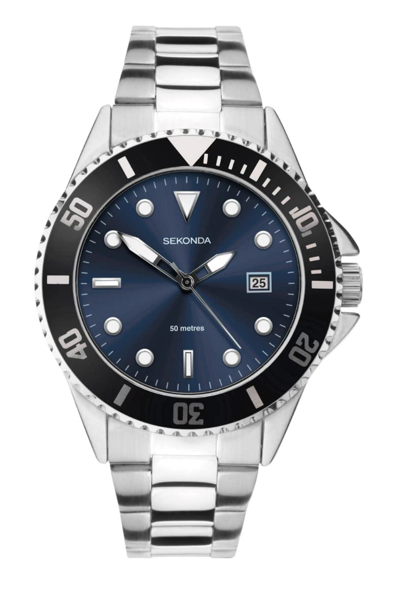 Sekonda Men's Sports Quartz Watch Analogue Display, Blue Dial and Stainless Steel Bracelet 1926