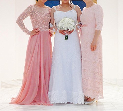 Anmor Chiffon Mother Of The Bride Groom Formal Wedding Dresses Long Sleeves Party Evening Gown Burgundy US12 - Thumbnail 4