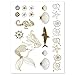 Metallic Gold Flash Temporary Tattoos - 5 SHEETS - Mermaid Edition - Gold and Silver Shiny Jewelry Tattoos