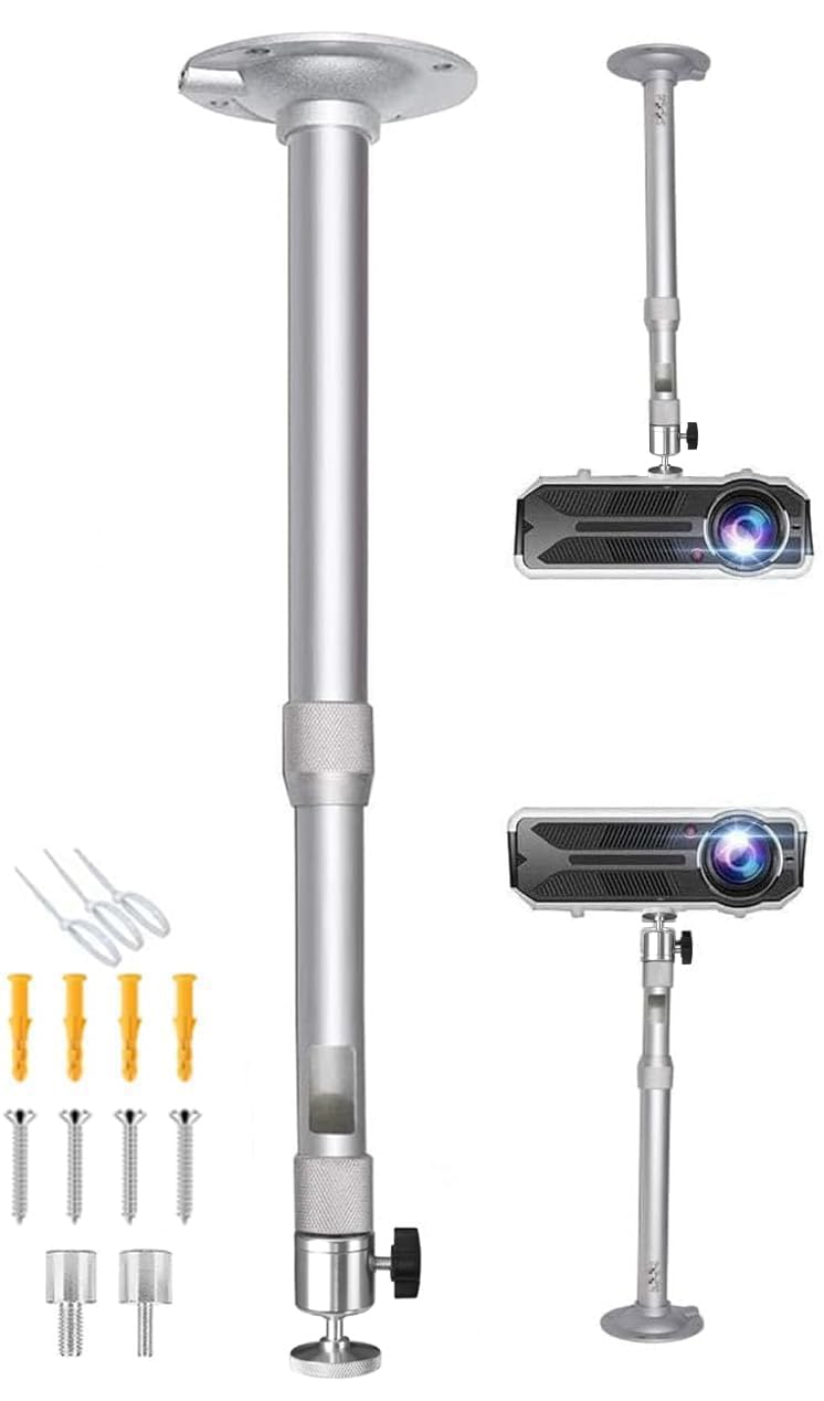 Photo 1 of 2-Be-Best Projector Mount Extendable 18-31in/46-80cm Height Projectors Ceiling/Wall Camera Mount 360° Angle Adjustable Mini Projector Ceiling Mounts Bracket Silver