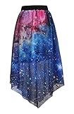 Chouyatou Pleated Chiffon Galaxy Cosmic Digital Printed Skirts