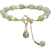 PHOENIX NEST Hotan Jade Pearl Bracelet Four leaf Grass Drill Button Design Oriental Poetic Light Luxury Wristband Banquet/Christmas Gift/New Year gift/Valentine's Day gift